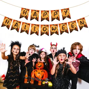 Banderole Happy Halloween avec motif de citrouille pour la décoration de fête
