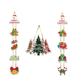 Banners decorativos festivos de puerta de Navidad con Papá Noel y adornos colgantes