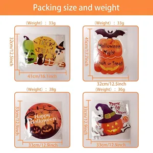 Halloween party decoration set with pumpkin and ghost motifs and dimensions