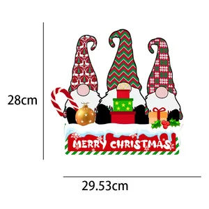 Cartel de puerta de gnomos de Navidad con texto Merry Christmas, 28cm por 29.53cm detalle