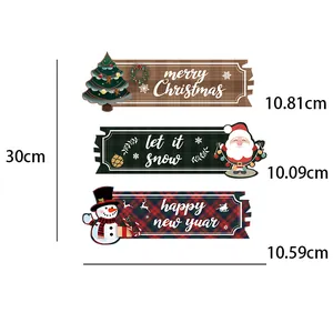 Juego de 3 carteles navideños para puerta con medidas: Feliz Navidad, Que nieve, Feliz Año Nuevo