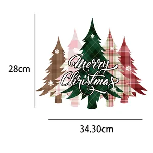 Dimensiones detalladas del adorno de puerta de árbol de Navidad a cuadros Merry Christmas