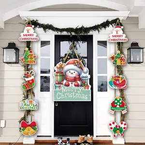 Juego de pancartas navideñas para puertas con Papá Noel y muñeco de nieve fiesta