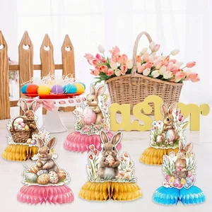 Süßes 6er-Set Osterhase und Eier Waben-Tischdekoration für die feiertägliche Tischkultur