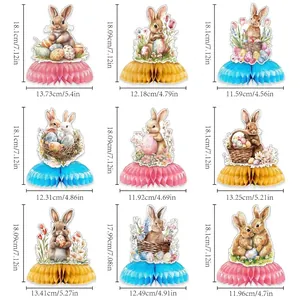 Set aus 9 Osterhasen-Waben-Tischdekorationen mit sehr detaillierten Größenangaben
