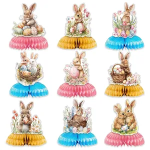 Neunteiliges Osterhasen- und Eier-Waben-Tischdeko-Set für Partydekoration
