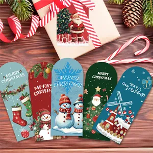 Set de tarjetas de felicitación navideñas con motivos de muñeco de nieve y Papá Noel