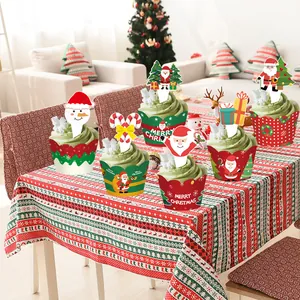 Christmas cupcake wrappers and toppers set for festive holiday party table decor