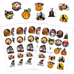 Pegatinas de Halloween con calabazas, fantasmas y brujas para decoraciones de fiesta