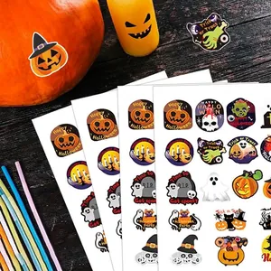Juego de pegatinas de Halloween con calabazas y fantasmas para decoración de fiestas