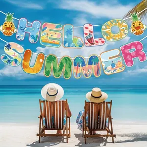 Χαβανέζικη Τροπική Διακόσμηση Πάρτι Hello Summer Πανό Φρούτα Θέμα Σπιράλ Κρεμαστά Διακοσμητικά για Καλοκαιρινό Πάρτι Luau