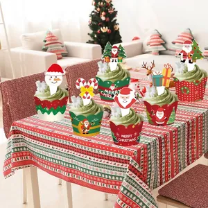 Decorative Christmas cupcake wrappers and toppers set for festive party cake displays