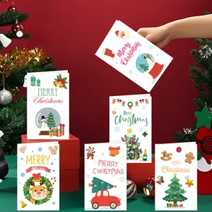 Lot de six cartes de vœux de Noël mignonnes avec motifs de Père Noël et de rennes.