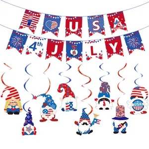 USA Unabhängigkeitstag Patriotische Party Dekorationen Gnom Hängen Wirbel Rot Weiß Blau Banner Vierten Juli Layout Ornamente