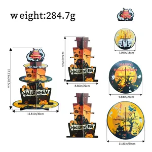 Dimensions and weight of 3-tier Halloween cardboard cupcake stand for party decor