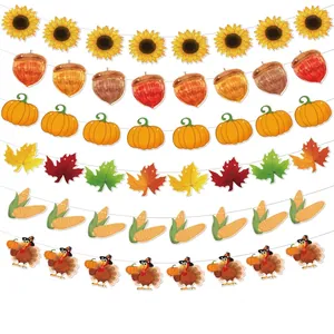 Herbst Thanksgiving Girlande Banner mit Kürbissen Truthähnen und Sonnenblumen für die Party