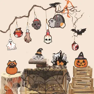Decoraciones Colgantes de Halloween Ornamento de Fiesta Papel Fantasma Calabaza Calavera Colgante Set Accesorios de Escena