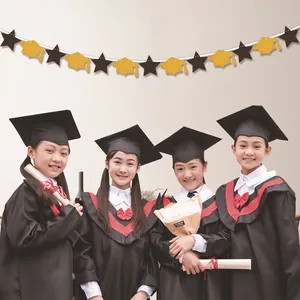 Glitter Graduation Party Decoration Banner Graduation Cap Star Banners Honeycomb Centerpieces Hanging Swirls Stickers For Graduation Ceremony Party Decor