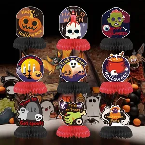 9 Pieces Halloween party honeycomb centerpieces set for spooky table decorations