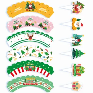 Various Christmas cupcake wrappers and toppers set with festive designs