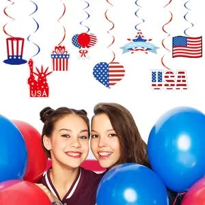 Espirales colgantes del Día de la Independencia con bandera de EE. UU. para fiestas