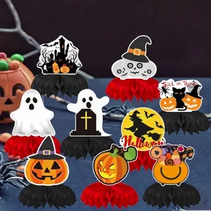 Lot de 9 centres de table en nid d'abeille Halloween avec fantômes et citrouilles