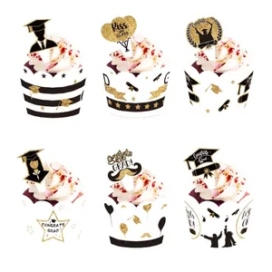 Juego de moldes y adornos para cupcakes de graduación para decoración de fiestas y gala