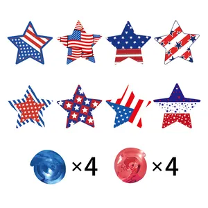 US Independence Day 4th of July hanging patriotic stars and spiral swirl decorations set