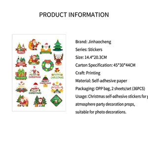 Spécifications du produit et vue détaillée des dimensions des autocollants de Noël