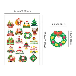 Dimensions détaillées de la feuille d'autocollants de Noël et de l'autocollant individuel