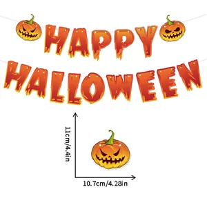 Halloween pumpkin banner detail showing letter dimensions of 11cm and 10.7cm width.