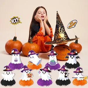 Ensemble de centres de table Halloween fantômes en nid d'abeille pour décoration