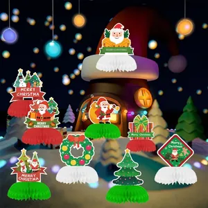 Festive Christmas honeycomb paper table centerpieces for holiday party decoration set