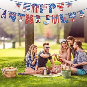 Striscione gnomi patriottici Buon 4 luglio per decorazione festa indipendenza