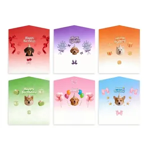 Set di 6 biglietti di auguri di compleanno con simpatici cani e design colorati