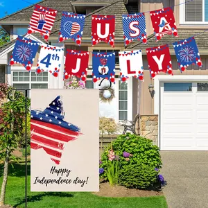 Set de décoration fête de l'indépendance USA avec bannières et drapeau de jardin