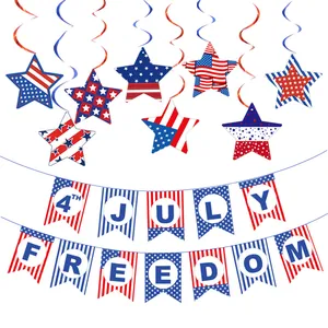 Décorations pour fête du 4 juillet jour de l'indépendance avec étoiles et bannière