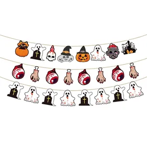 Set de pancarta decorativa Halloween con fantasmas calabazas zombies y ojos de terror