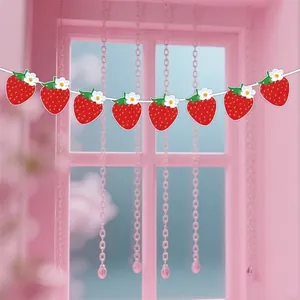 Decorative Hawaii strawberry fruit theme party garland banner for vibrant event styling