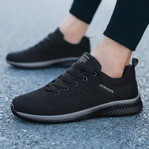 Men's Breathable Flyknit Running Shoes Korean Style Trendy Casual Low Top Mesh Sneakers For Outdoor Sports Walking