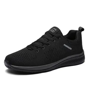 Men's breathable black flyknit running shoes with a lightweight athletic design
