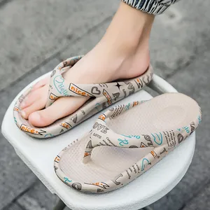 Trendige Graffiti Flip-Flops Für Paare Sommer Strand Sandalen Flache Atmungsaktive Rutschfeste EVA Gummi Zehentrenner Große Größen