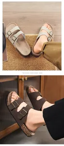 Dettagli di sandali vintage in sughero da uomo con fibbie metalliche regolabili