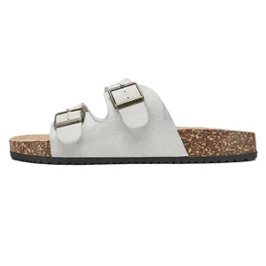 Sandali con suola in sughero e doppie fibbie metalliche regolabili per estate