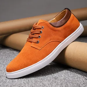 Chaussures de Planche Décontractées Rétro pour Hommes en Cuir Microfibre Tige Basse à Lacets Baskets Mode Respirantes Couleur Unie