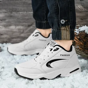 Scarpe sportive invernali da uomo con calda fodera in pelliccia e suola spessa