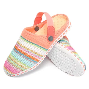 Kleurrijke gebreide klompen sandalen voor strand, casual slippers voor dames en heren