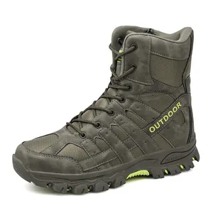 Men's High-Top Tactical Combat Boots Durable Polyester Outdoor Desert Military Shoes Non-Slip Rubber Sole For Hiking Training
