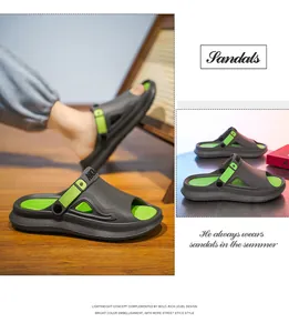 Ademende EVA-sandalen voor heren met dikke zool en groene accenten voor buitengebruik in de zomer