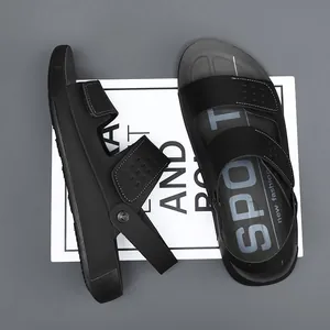 Modische schwarze Herren-Freizeitsandalen für den Strand mit SPORT-Aufdruck innen